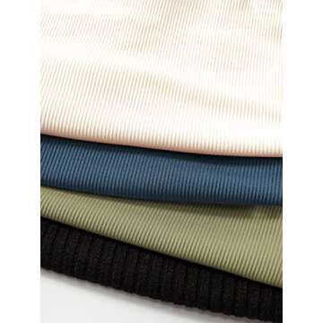 MakeMeChic Women's Casual 4 Pieces Solid Ribbed Knit Crop Tank Tops Vest Pack B Multicolored S