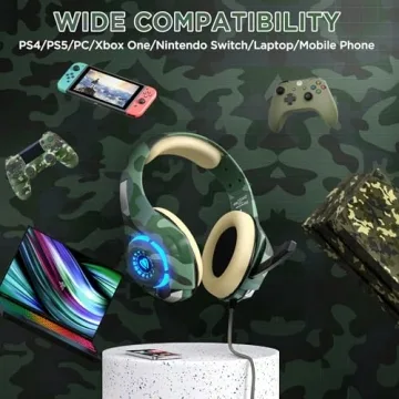 Tatybo Gaming Headset for PS4 PS5 Xbox One, PS4 Headset with 3D Surround Sound and Noise Isolating Mic