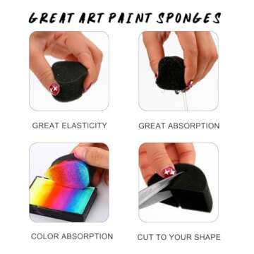 Bowitzki Face Paint Sponges for Face Painting Adults Kids Black Sponges High Density Art Work Makeup and Body Paint Halloween Christmas Festival (10 Petals)
