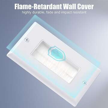 VCE Brush Wall Plate Cable Pass Through, Single Gang Decorator Wall Cover for Low Voltage Cables, In-Wall Cable Management for Wall Mount TV, White (2-Pack)