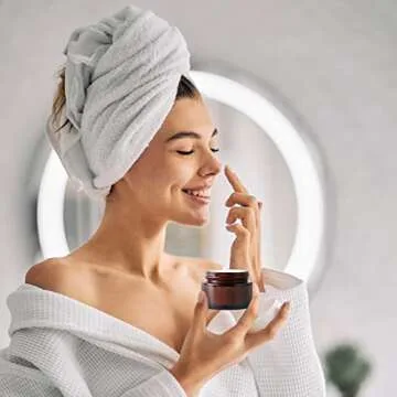 1oz Glass Jar with Lid, Hoa Kinh 25Pack Amber Round Containers Cosmetic Glass Jars with Inner Liners and Black Lids Travel Jars for Storing Lip and Body Scrub, Lotion, Body Butter, Bath Salts, Liquid