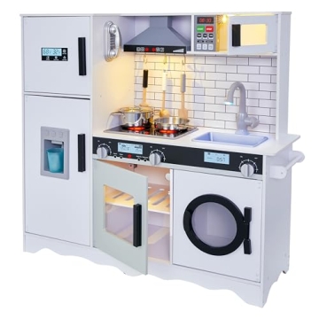 Lil’ Jumbl Kids Kitchen Set - Interactive Wooden Play Kitchen with Sounds and Lights