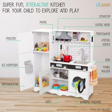 Lil’ Jumbl Kids Kitchen Set - Pretend Wooden Kitchen Fun