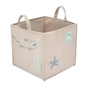 Crane Baby Fabric Nursery Storage Basket - Sea Life Theme for Toys, Laundry & More
