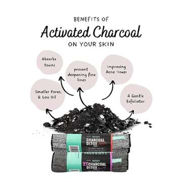 Facesoft Yoga Towel - Infused with Activated Charcoal to Detoxify and Sweat - Made with Eco-Friendly Aqua-Cotton Yarn - Biodegradable and Sustainable - All Ages