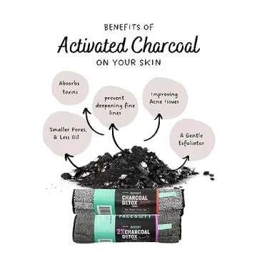 Facesoft Yoga Towel - Infused with Activated Charcoal to Detoxify and Sweat - Made with Eco-Friendly Aqua-Cotton Yarn - Biodegradable and Sustainable - All Ages