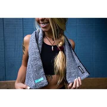 Facesoft Yoga Towel - Infused with Activated Charcoal to Detoxify and Sweat - Made with Eco-Friendly Aqua-Cotton Yarn - Biodegradable and Sustainable - All Ages