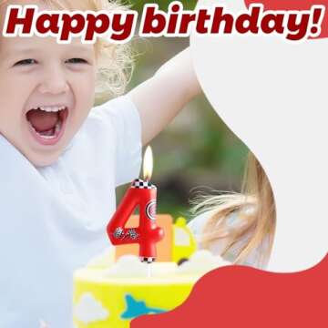Zi Lan Red Racing Car Birthday Cake Candle Racing Car Themed Birthday Candle, Number 3 Birthday Candles 3rd Birthday Cake Topper for Boys Girls Racing Car Theme Party Decorations Supplies Favors Gifts
