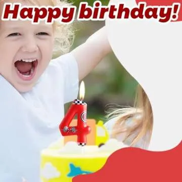 Zi Lan Red Racing Car Birthday Cake Candle Racing Car Themed Birthday Candle, Number 3 Birthday Candles 3rd Birthday Cake Topper for Boys Girls Racing Car Theme Party Decorations Supplies Favors Gifts