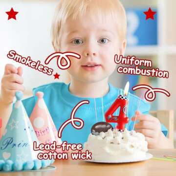 Zi Lan Red Racing Car Birthday Cake Candle Racing Car Themed Birthday Candle, Number 3 Birthday Candles 3rd Birthday Cake Topper for Boys Girls Racing Car Theme Party Decorations Supplies Favors Gifts