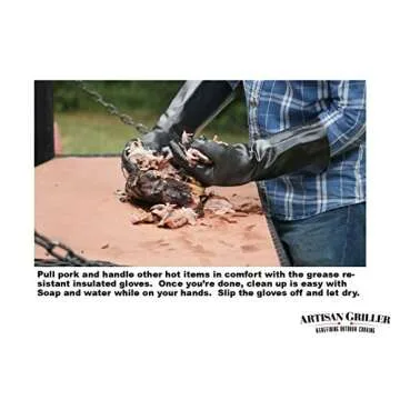 Artisan Griller BBQ, Smoker & Oven glove- Insulated Heat Resistant for Fryer & Kitchen. Great Barbecue Smoking Oyster Mitt–Turkey Fryer, Oil,Fire & Water resistant -(Size 10/XL – Black neoprene)