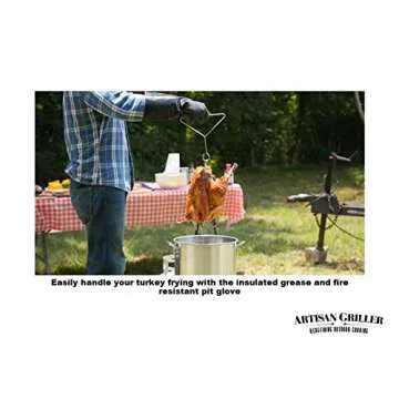 Artisan Griller BBQ, Smoker & Oven glove- Insulated Heat Resistant for Fryer & Kitchen. Great Barbecue Smoking Oyster Mitt–Turkey Fryer, Oil,Fire & Water resistant -(Size 10/XL – Black neoprene)