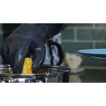 Artisan Griller BBQ, Smoker & Oven glove- Insulated Heat Resistant for Fryer & Kitchen. Great Barbecue Smoking Oyster Mitt–Turkey Fryer, Oil,Fire & Water resistant -(Size 10/XL – Black neoprene)