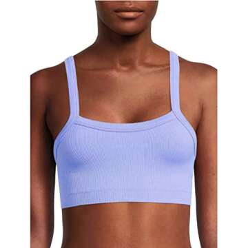 No Boundaries Arctic Blue Seamless Square Neck Ribbed Bralette - Large