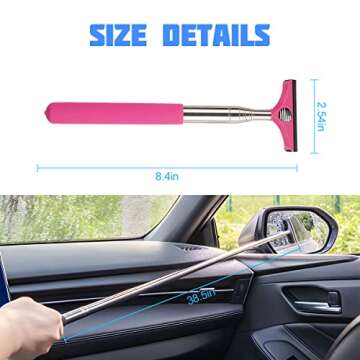 8sanlione Car Rearview Mirror Wiper, American Flag Telescopic Auto Mirror Squeegee Cleaner, Glass Mi...