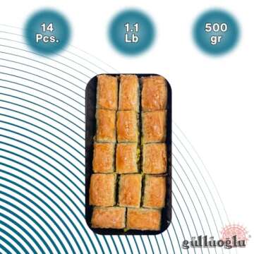 Gulluoglu Turkish Pistachio Baklava 14 Pieces Daily Fresh