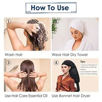 TEPENAR Bonnet Hair Dryer Attachment: Upgraded Extra Large Hooded Hair Dryer Adjustable Soft Blow Dryer Caps - Easy to Use for Natural Curly Textured Hair Care Styling Fast Drying