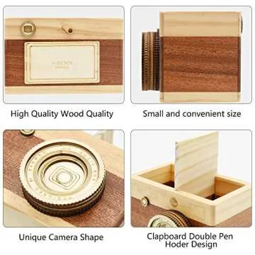 VOSTOR Camera Wooden Pencil Holder for Stylish Desk Organization