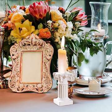 Holibanna 5Pcs Miniature Roman Pillar Greek Column Figurine Base Stigma Decoration Resin Artistic Ornament for Wedding Christmas Micro Landscape Aquarium White