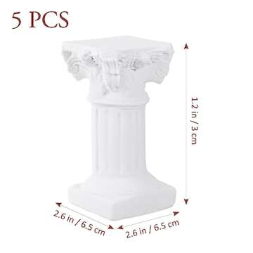 Holibanna 5Pcs Miniature Roman Pillar Greek Column Figurine Base Stigma Decoration Resin Artistic Ornament for Wedding Christmas Micro Landscape Aquarium White
