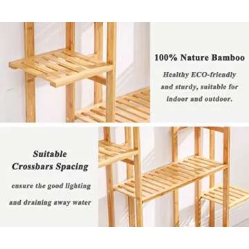 Bamboo 9 Tier Plant Stand Rack for Indoor Outdoor Use