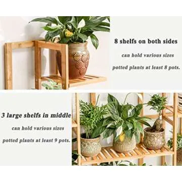 Bamboo 9 Tier Plant Stand Rack for Indoor Outdoor Use