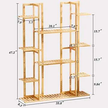 Bamboo 9 Tier Plant Stand Rack for Indoor Outdoor Use