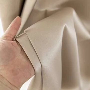 Yestex 2 Panels 52 x 108 inches Beige/Champagne Gold Faux Silk Darkening & Thermal Insulated Window Curtains with Grommet & Drapery Tape on The top for Bedroom & Living Room