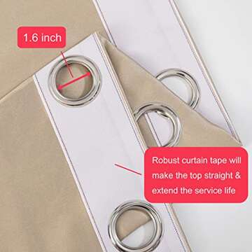 Yestex 2 Panels 52 x 108 inches Beige/Champagne Gold Faux Silk Darkening & Thermal Insulated Window Curtains with Grommet & Drapery Tape on The top for Bedroom & Living Room