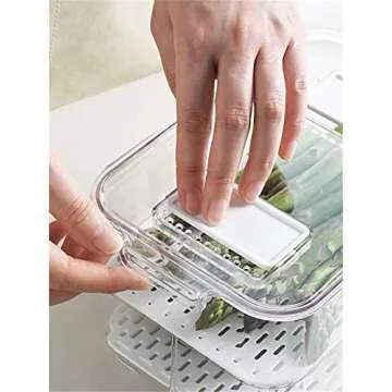 blitzlabs Fridge Food Storage Bin Containers Produce Saver, Stackable Freezer Bins Fresh Keeper Food Storage Containers for Fridge Freezer Cabinet Kitchen Organization, Set of 2