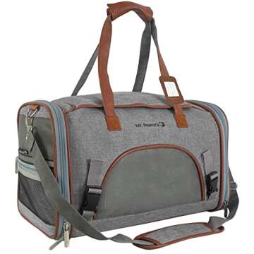 Mr. Peanut's Expandable Airline Approved Soft Sided Pet Carrier, Low Profile Gold Series Tote, Premium Brand Self Locking Zippers, Plush Faux Fleece Bedding with a Sturdy Plywood Base