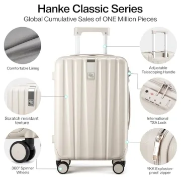Hanke 20 Inch Lightweight Airline Approved Carry On Suitcase