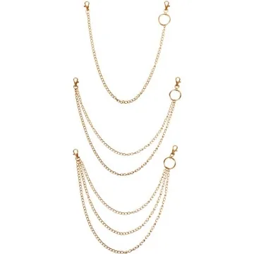 3 Piece Stylish Jeans Wallet Chains | Unisex Pocket Chains Hip-Hop Gold