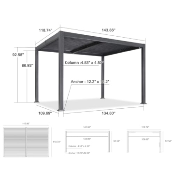 PURPLE LEAF Louvered Pergola for Patio & Garden
