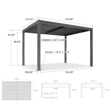 PURPLE LEAF Louvered Pergola for Patio & Garden