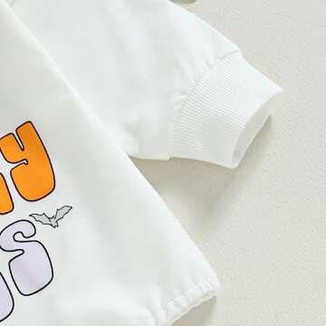 Endorothii Infant Baby Halloween Clothes Spooky Ghost Long Sleeve Shirt Romper Bodysuit Newborn Girl Boy First Halloween Outfit (White Spooky Vibes, 0-3 Months)