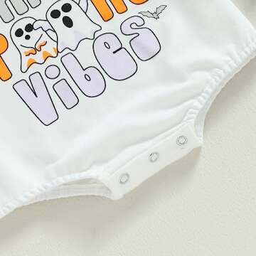 Endorothii Infant Baby Halloween Clothes Spooky Ghost Long Sleeve Shirt Romper Bodysuit Newborn Girl Boy First Halloween Outfit (White Spooky Vibes, 0-3 Months)