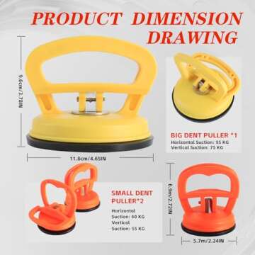 Numhosai Car Dent Puller - 6 Pcs Powerful Dent Removal Kit