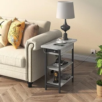 LIDYUK End Table with USB Ports and Outlets for Small Spaces
