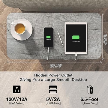 LIDYUK End Table with USB Ports and Outlets for Small Spaces