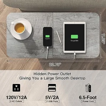 LIDYUK End Table with USB Ports and Outlets for Small Spaces