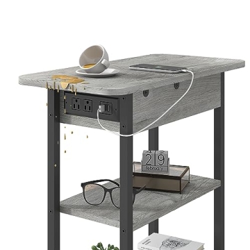 LIDYUK End Table with USB Ports and Outlets for Small Spaces