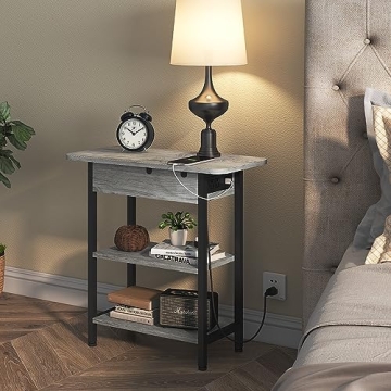 LIDYUK End Table with USB Ports and Outlets for Small Spaces