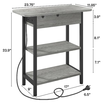 LIDYUK End Table with USB Ports and Outlets for Small Spaces