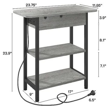 LIDYUK End Table with USB Ports and Outlets for Small Spaces