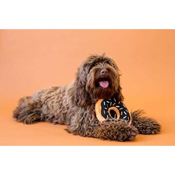 ZippyPaws Plush Donutz Toy for Dogs, Durable Chew Toy with 2 Large Squeakers, No Stuffing, Pumpkin Spice