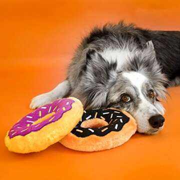 ZippyPaws Plush Donutz Toy for Dogs, Durable Chew Toy with 2 Large Squeakers, No Stuffing, Pumpkin Spice