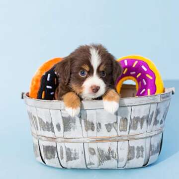 ZippyPaws Plush Donutz Toy for Dogs, Durable Chew Toy with 2 Large Squeakers, No Stuffing, Pumpkin Spice