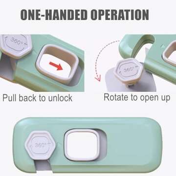 5 Pack Child Proof Refrigerator Lock, QYESWHSR Fridge Locks for Kids with Sticky Adhesive Pads, Child Safety Locks for Doors, RV Refrigerator, Oven Lock Child Safety Baby Cabinet Locks - Green Updated