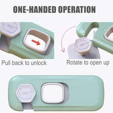 5 Pack Child Proof Refrigerator Lock, QYESWHSR Fridge Locks for Kids with Sticky Adhesive Pads, Child Safety Locks for Doors, RV Refrigerator, Oven Lock Child Safety Baby Cabinet Locks - Green Updated